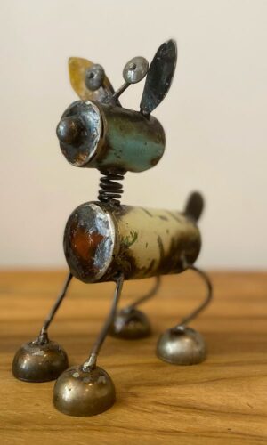 sculpture chien métal